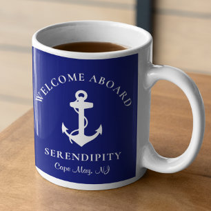 Mug Bateau Ancre Marine Bleu Personnalisé