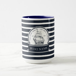 Mug Bateau bleu moderne et personnalisé