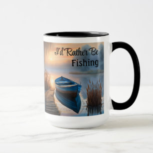 Mug Bateau bleu rustique, je préférerais être Pêche