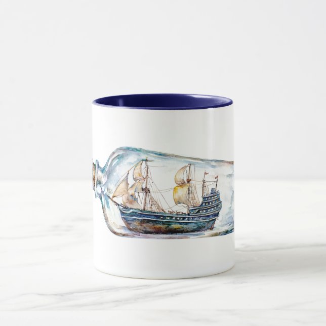 Mug Bateau dans une bouteille (Centre)