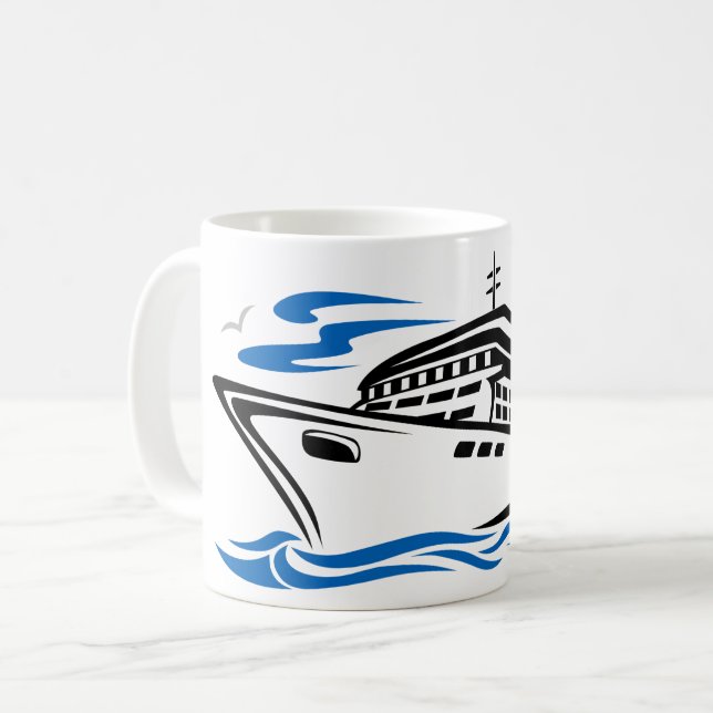 Mug Bateau de croisière sur les vagues océaniques Voya (Devant gauche)