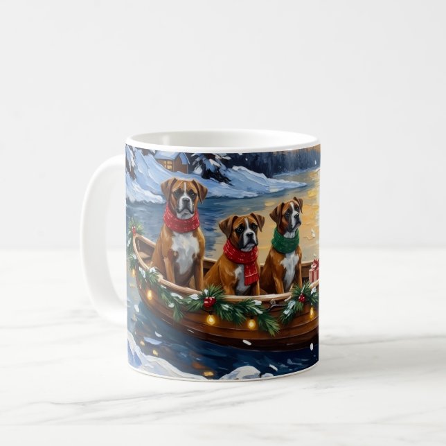 Mug Bateau de Noël de Boxer pour les Fêtes (Devant gauche)