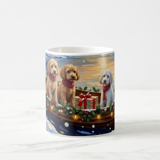 Mug Bateau de Noël de Caniche Fêtes (Centre)