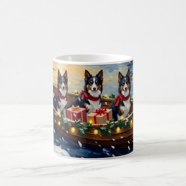 Mug Bateau de Noël de Collie à poil long pour les Fête (Centre)