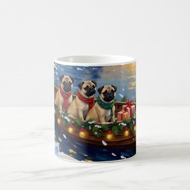 Mug Bateau de Noël Pug Fêtes (Centre)