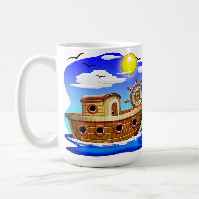 Mug Bateau de pêche dessin animé  (Gauche)