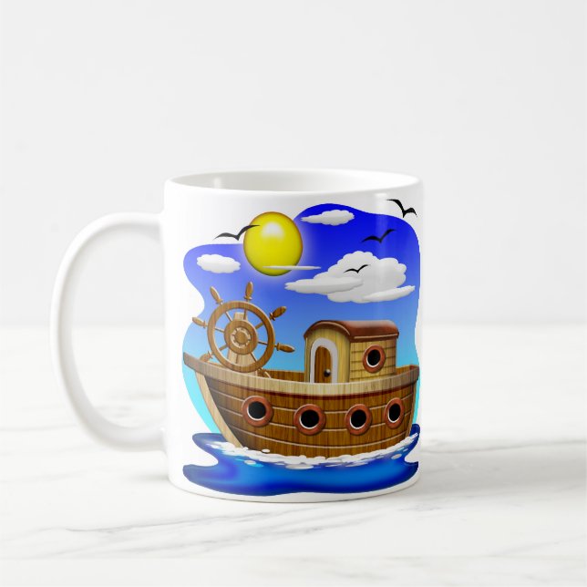 Mug Bateau de pêche dessin animé  (Gauche)