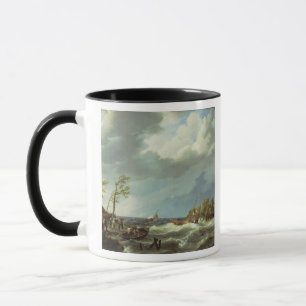 Mug Bateau de pêche néerlandais propagé un rivage d