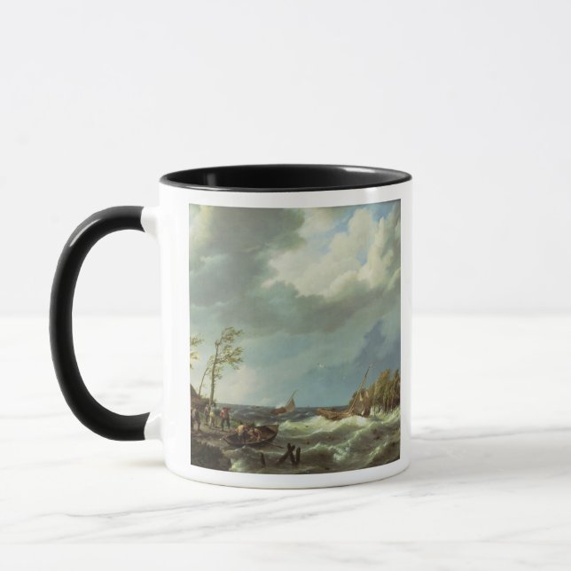 Mug Bateau de pêche néerlandais propagé un rivage de (Gauche)