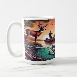 Mug Bateau de pêche pittoresque, cerf et bar