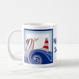 Mug Bateau de phare sur les mers orageuses