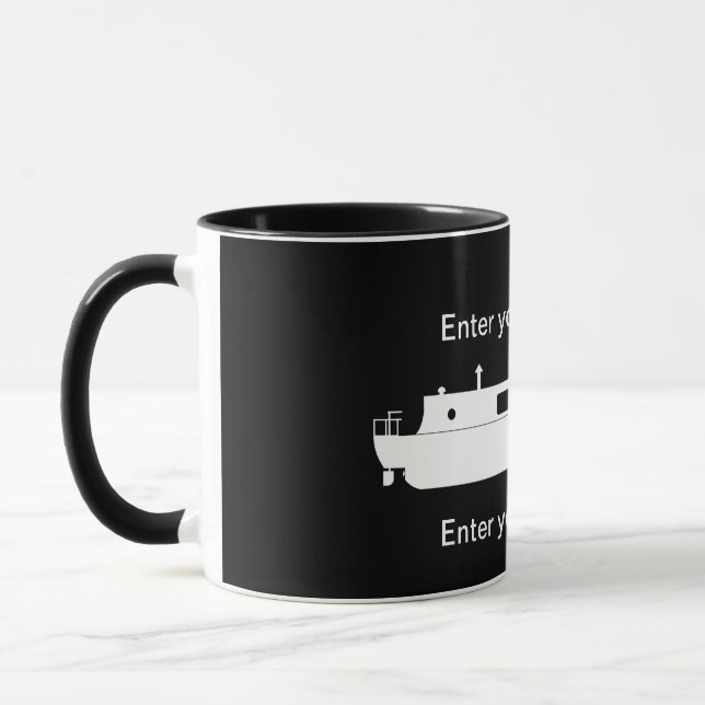 Mug Bateau Narrowboat blanc avec texte (Gauche)