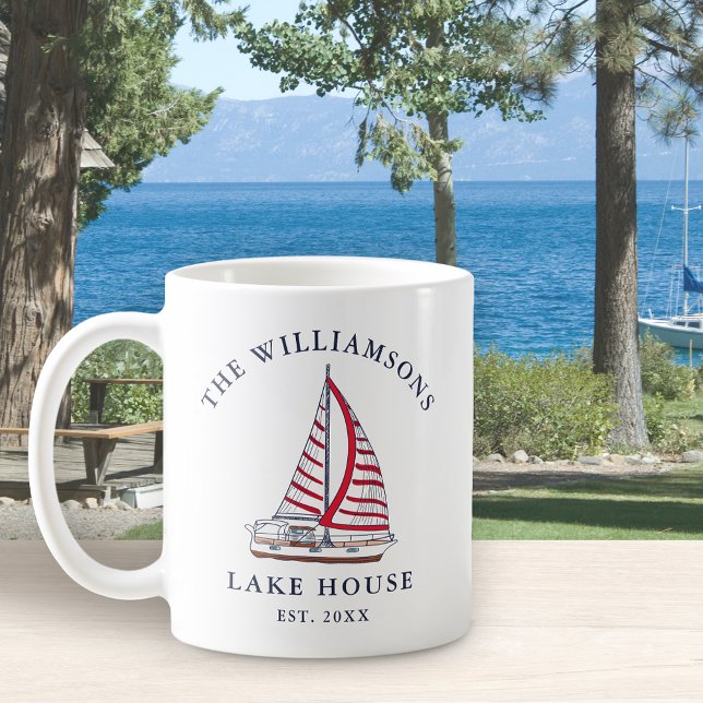Mug Bateau nautique Maison de lac personnalisée (Créateur téléchargé)