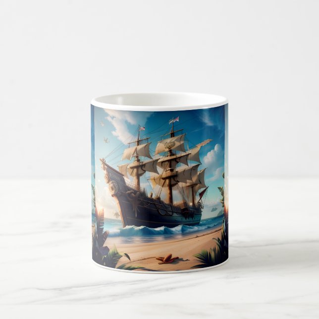Mug Bateau Pirate de Plage Tropicale (Centre)