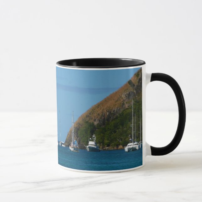 Mug Bateaux à voile dans la baie Blancs et Bleus Nauti (Droite)