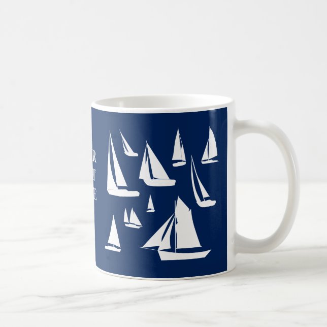 Mug Bateaux à voile Nautique Marine Bleu Personnalisé (Droite)