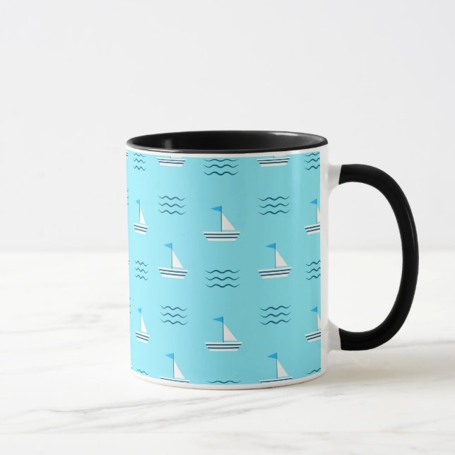 Mug Bateaux À Voile Sur Le Motif De La Mer Bleue (Droite)