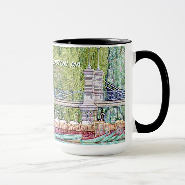 Mug Bateaux cygnes de Boston en crayon et filtre d'enc (Droite)