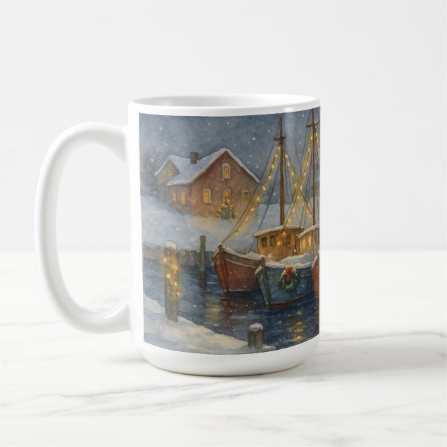 Mug Bateaux de pêche dans le port de Noël (Gauche)