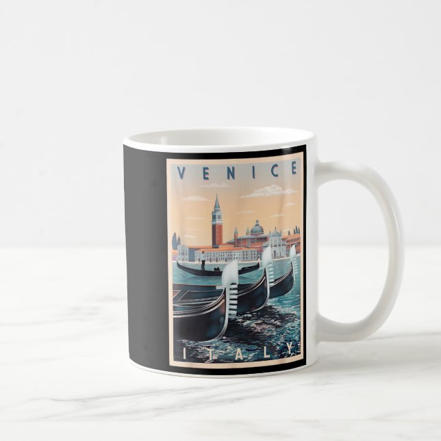 Mug Bateaux Gondoles Rétro Avec La Skyline De Venise I (Droite)