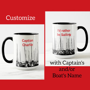 Mug Bateaux nautiques Noir et Blanc Personnalisé