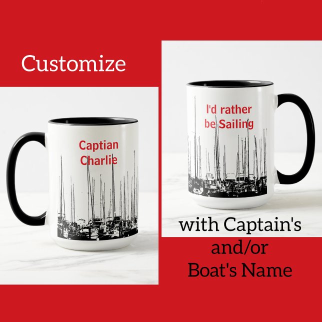 Mug Bateaux nautiques Noir et Blanc Personnalisé (Créateur téléchargé)