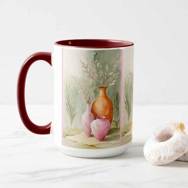 Mug Bateaux Serene | Art orange et rose (Avec donut)