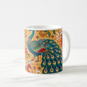 Mug Batik authentique du paon de Ceylan -Sri Lanka