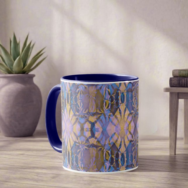 Mug Batik bleu, jaune et violet (Créateur téléchargé)