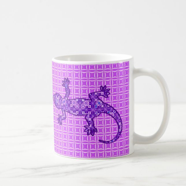 Mug Batik Tribal Gecko - violet et améthyste violet (Droite)
