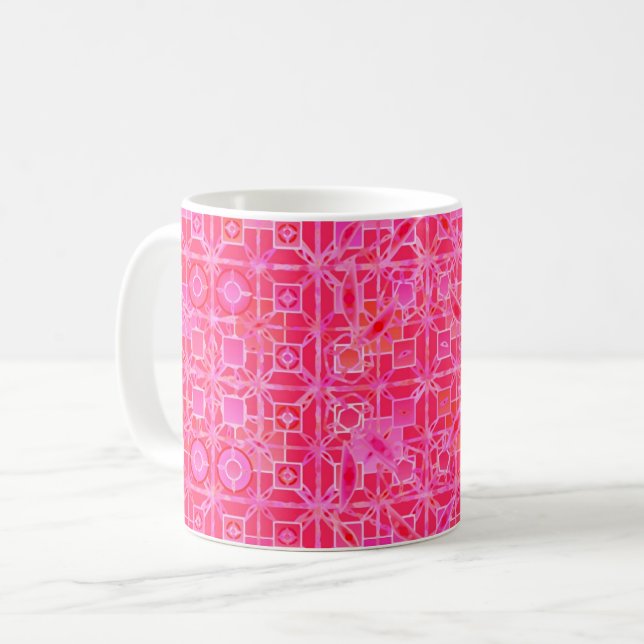 Mug Batik tribal - nuances de rose fuchsia (Devant gauche)