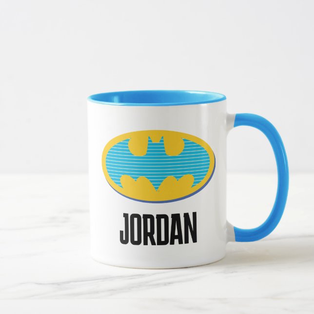 Mug Batman | Symbole Cyan Stripes (Droite)