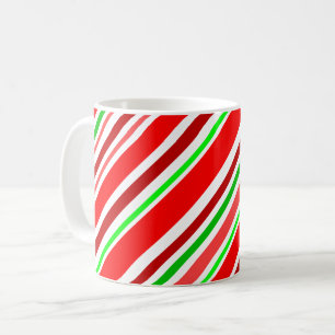 Mug Bâtonnets de bonbon Rouge Vert Blanc Rayures Festi