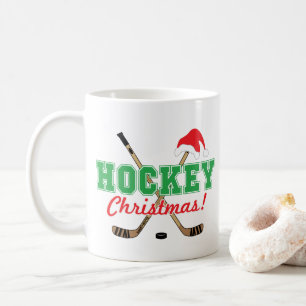 Mug Bâtons de hockey de Noël de hockey Santa Hat