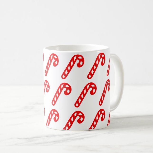 Mug Bâtons de Noël blanc rouge minimes (Devant droit)