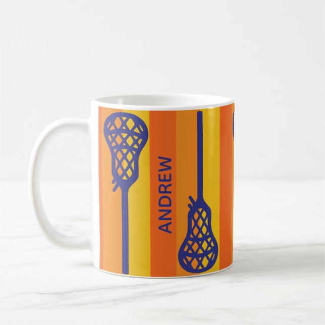 Mug Bâtons et bandes de crosse rétro orange et violet (Gauche)