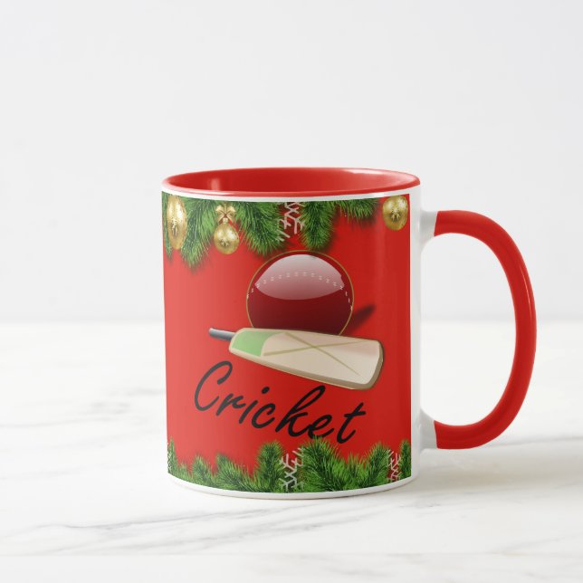 Mug Batte et balle de cricket, Noël, (Droite)