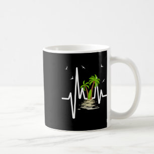 Mug Battement de coeur avec palmiers tropicaux plage î