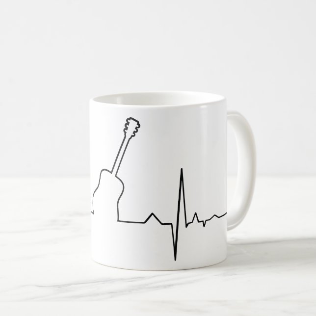 Mug Battement de coeur de guitare acoustique (Devant droit)