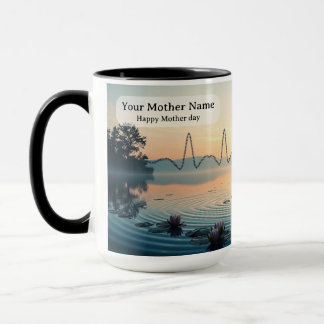 Mug Battements de cœur ondulations lac lever de soleil