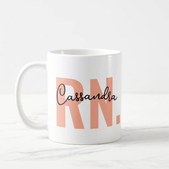 Mug Batterie à café RN avec nom ・Cadeaux d'infirmières (Gauche)