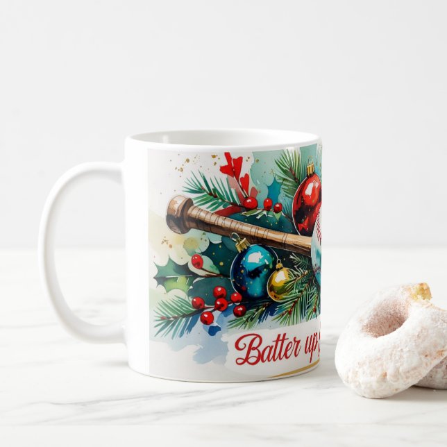 Mug Batterie de baseball pour Noël (Avec donut)