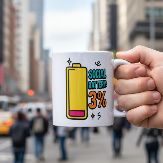 Mug Batterie Sociale 3 Pour Cent – Introv Neuroépicé D (Créateur téléchargé)