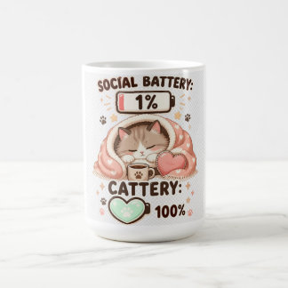 Mug Batterie sociale Cattery Citation de chat mignon i