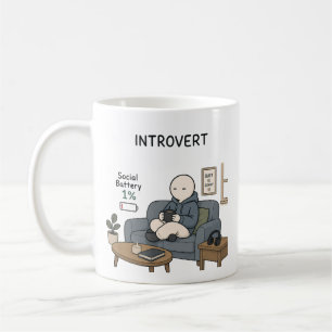 Mug Batterie sociale d'introverti 1% Mème drôle d'intr
