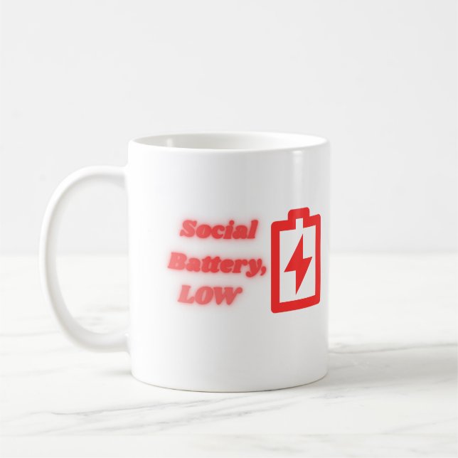 Mug Batterie sociale faible Introverti drôle Minimalis (Gauche)