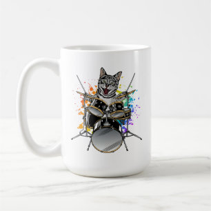 Mug Batteur À Batterie À Chat Jouant À Des Tambours