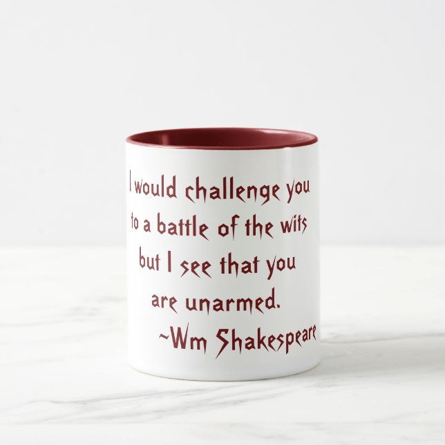 Mug Battle of the Wits Shakespeare Citation rouge et b (Centre)