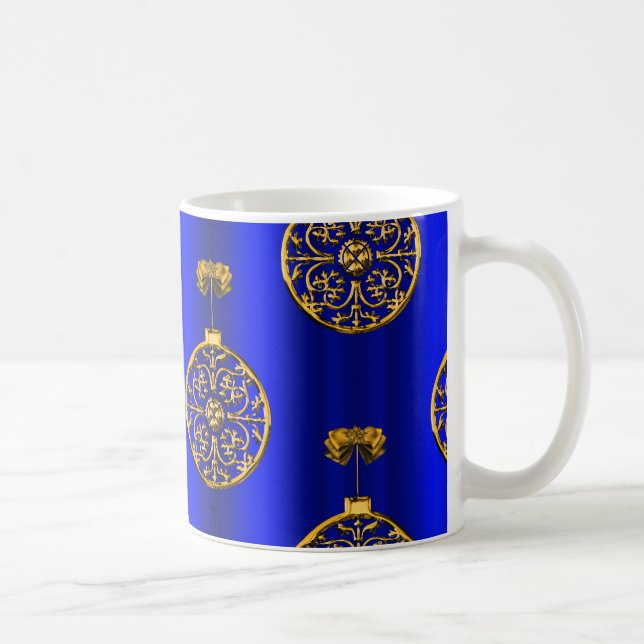 Mug Baubles de Noël en bleu (Droite)
