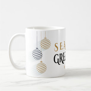 Mug Baubles de vacances minimaux Noir et Or
